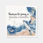 Serviette En Papier Plongée de baleine poissons créatures marines bleu (Devant)