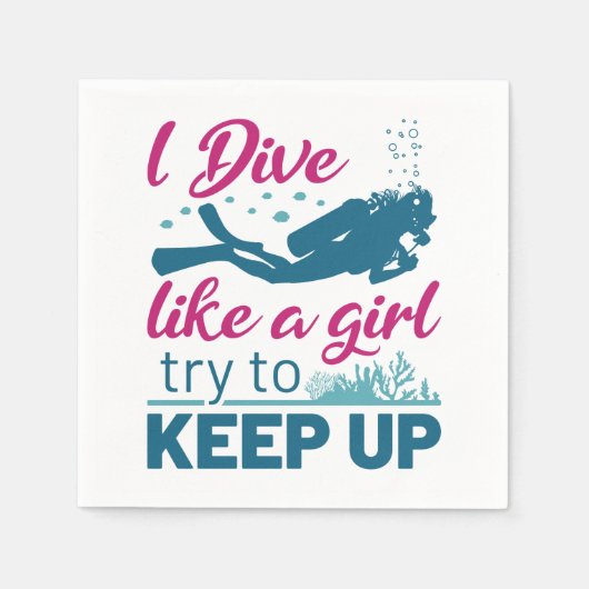 Serviette En Papier Plongée sous-marine Je plonge comme une fille Essa (Devant)