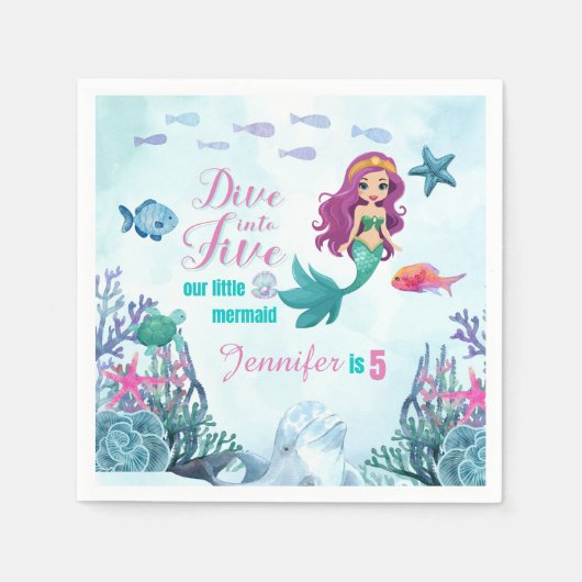 Serviette En Papier Plongez dans cinq filles de sirènes violettes 5e a (Devant)