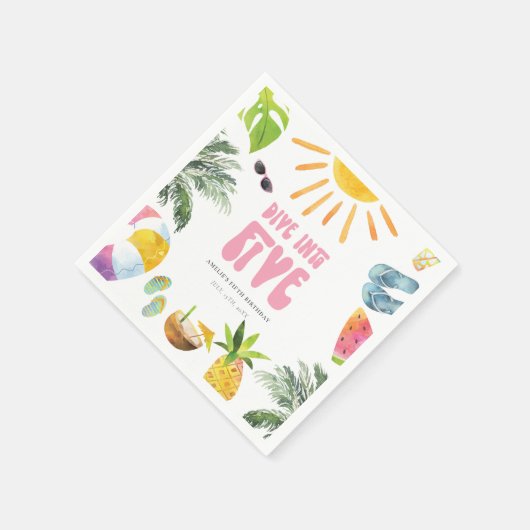 Serviette En Papier Plongez dans cinq piscines fête d'anniversaire (Coin)