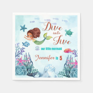 Serviette En Papier Plongez dans cinq sirènes Brown 5e fille anniversa