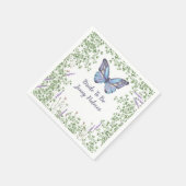 Serviette En Papier Pluie de Fleurs Sauvages Papillon Bleu Feuillage  (Coin)