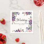 Serviette En Papier Plum Blush Floral Mariage personnalisé (En situation)