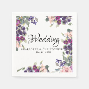 Serviette En Papier Plum Blush Floral Mariage personnalisé