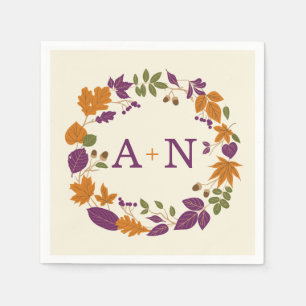 Serviette En Papier Plum et Citrouille Automne Wreath Mariage serviett