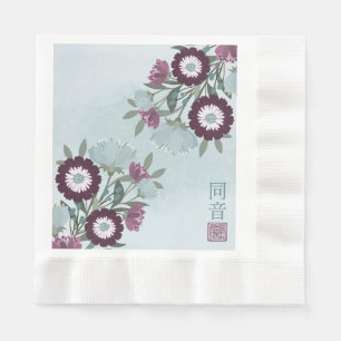 Serviette En Papier Plum gerbera marguerite bleu bouquet floral art as