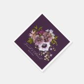 Serviette En Papier Plum pourpre de l'aubergine Floral (Coin)