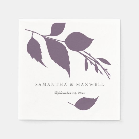 Serviette En Papier Plum Purple Feuilles d'automne Naples (Devant)