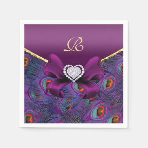 Serviette En Papier Plum Purple Peacock Mariage Papier Partie Napkins