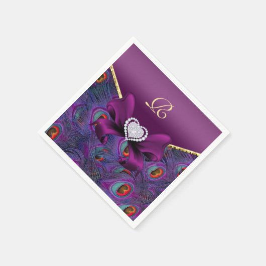 Serviette En Papier Plum Purple Peacock Mariage Papier Partie Napkins (Coin)