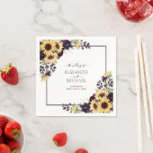 Serviette En Papier Plum Purple Tournesol Aquarelle Mariage Napkins (En situation)