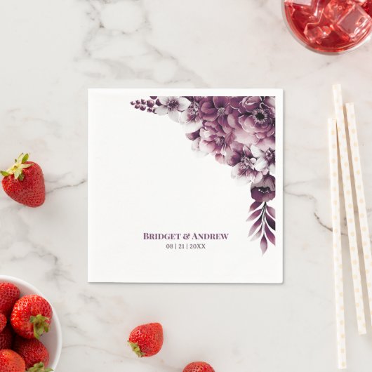 Serviette En Papier Plum rose Mariage (En situation)