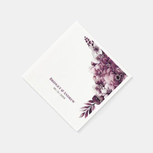 Serviette En Papier Plum rose Mariage (Coin)