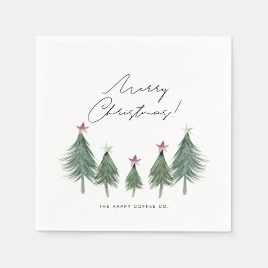 Serviette En Papier Plum & Sage Festive Arbres Corporate Party (Devant)