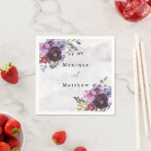 Serviette En Papier Plum Ultra Violet Botanique Rustique Peony Mariage (En situation)