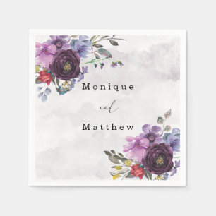 Serviette En Papier Plum Ultra Violet Botanique Rustique Peony Mariage