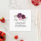 Serviette En Papier Plum violet Aquarelle Fleurs Mariage (En situation)