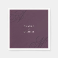 Plum violet moderne Edge élégant Mariage Monogramm