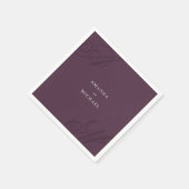 Serviette En Papier Plum violet moderne Edge élégant Mariage Monogramm (Coin)