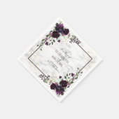 Serviette En Papier Plum violet or Aquarelle marbre Mariage (Coin)