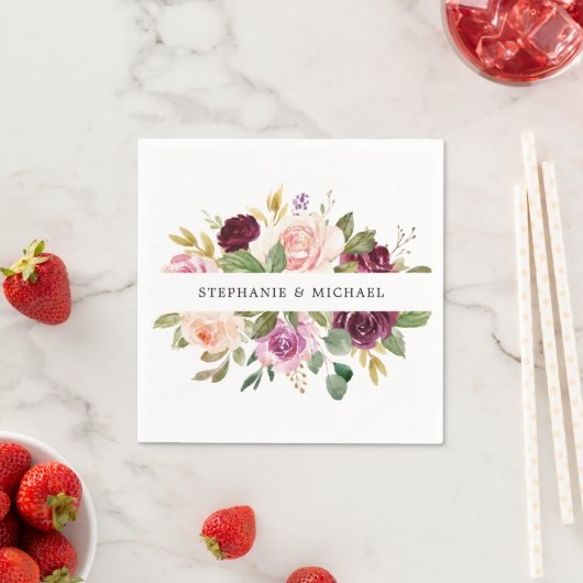 Serviette En Papier Plum violet rose pâle Mariage végétal (En situation)