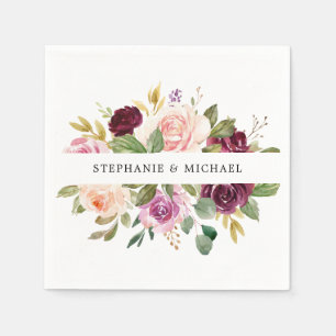 Serviette En Papier Plum violet rose pâle Mariage végétal