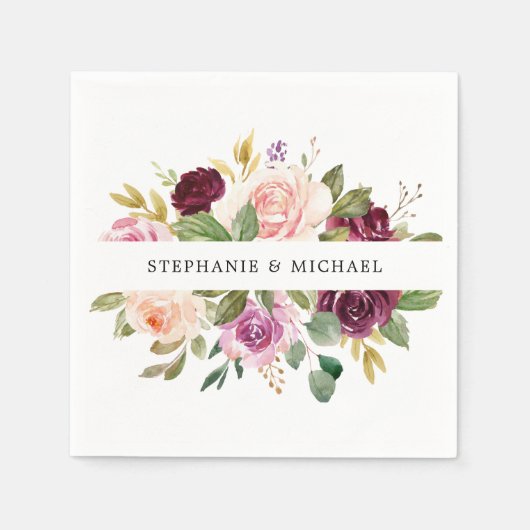Serviette En Papier Plum violet rose pâle Mariage végétal (Devant)