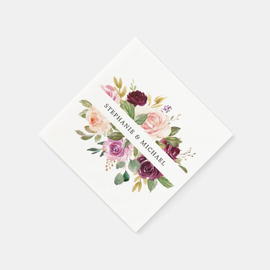 Serviette En Papier Plum violet rose pâle Mariage végétal (Coin)