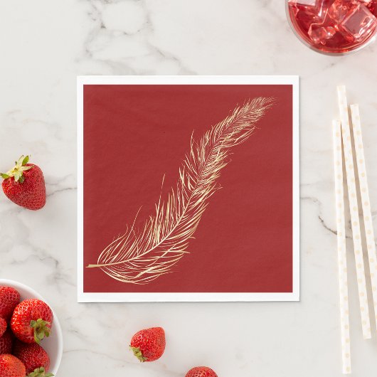 Serviette En Papier Plume Dorée