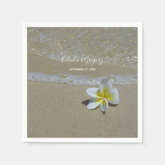 Serviette En Papier Plumeria Frangipani sur le Mariage de sable (Devant)
