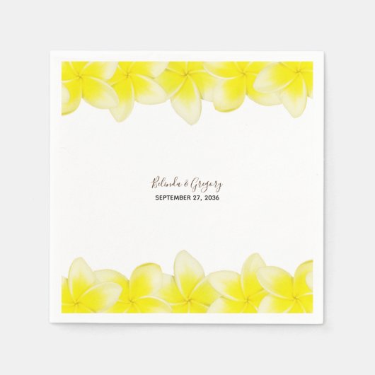 Serviette En Papier Plumeria jaune Frangipani Mariage (Devant)
