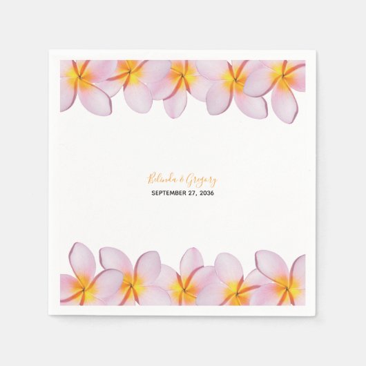 Serviette En Papier Plumeria rose Frangipani Mariage (Devant)