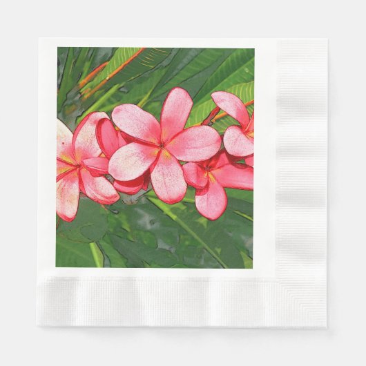 Serviette En Papier Plumerias rose (Devant)