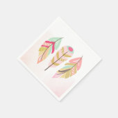 Serviette En Papier Plumes Boho Papier Napkins Rose Gold Girl Wild (Coin)