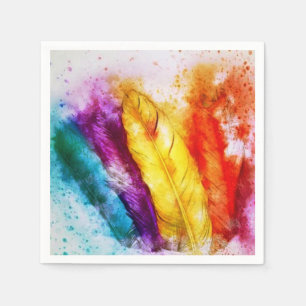 Serviette En Papier Plumes brillantes