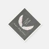 Serviette En Papier Plumes + Chalkboard Monogram Mariage (Coin)