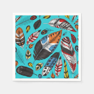 Serviette En Papier Plumes colorées