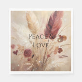 Serviette En Papier Plumes de Boho à crème rouge Floral (Devant)