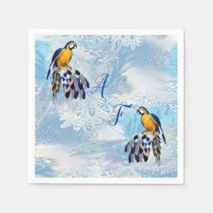 Serviette En Papier Plumes de couleur bleu-perroquet exotique