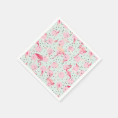 Serviette En Papier Plumes de Flamant rose sur Pois (Coin)