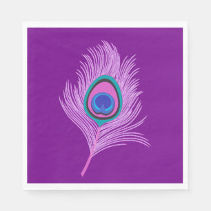Serviette En Papier Plumes de paon orchidée sur Amethyst violet