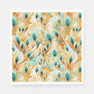 Serviette En Papier Plumes de Peacock Turquoise Tropical