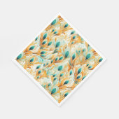 Serviette En Papier Plumes de Peacock Turquoise Tropical (Coin)
