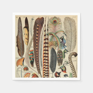 Serviette En Papier Plumes d'oiseau sauvage Antique Faune