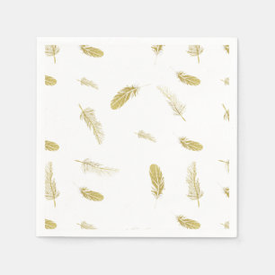 Serviette En Papier Plumes dorées