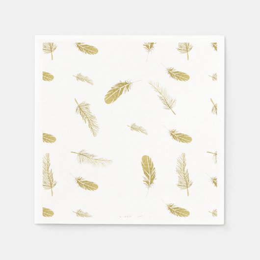 Serviette En Papier Plumes dorées (Devant)