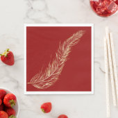Serviette En Papier Plumes dorées (En situation)