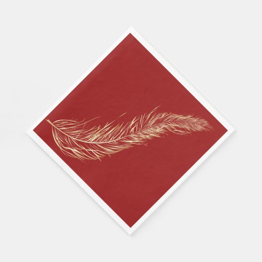 Serviette En Papier Plumes dorées (Coin)