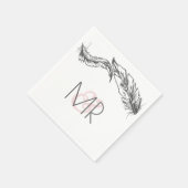 Serviette En Papier Plumes gris et blanches Mariage élégant (Coin)