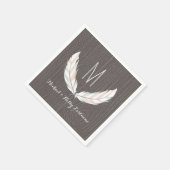 Serviette En Papier Plumes + Mariage Monogramme en bois de grange (Coin)